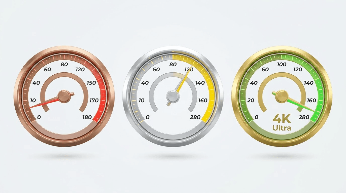 A chart comparing the minimum Mbps internet speed requirements for SD, HD, and 4K live TV streaming.