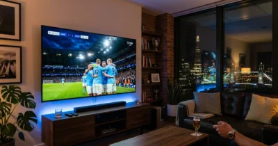 UEFA Champions League football match streaming on ultra-HD TV