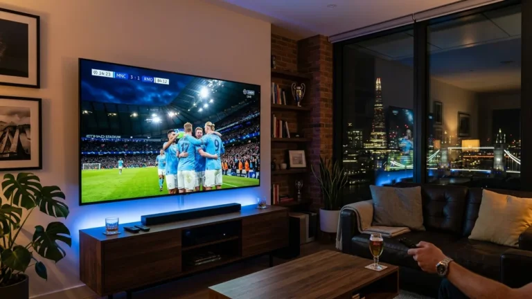 UEFA Champions League football match streaming on ultra-HD TV