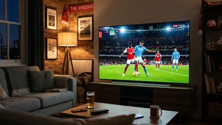 Premier League football match streaming live on OLED TV