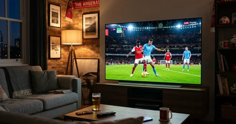 Premier League football match streaming live on OLED TV