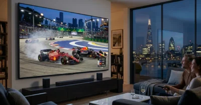 Formula 1 Grand Prix live race streaming on widescreen TV