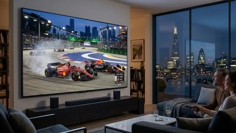 Formula 1 Grand Prix live race streaming on widescreen TV