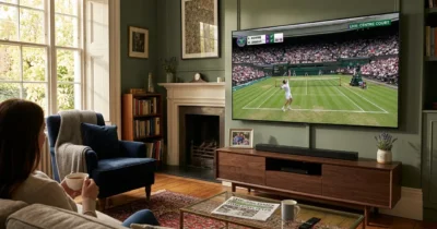 Wimbledon grass court tennis match streaming on 4K TV