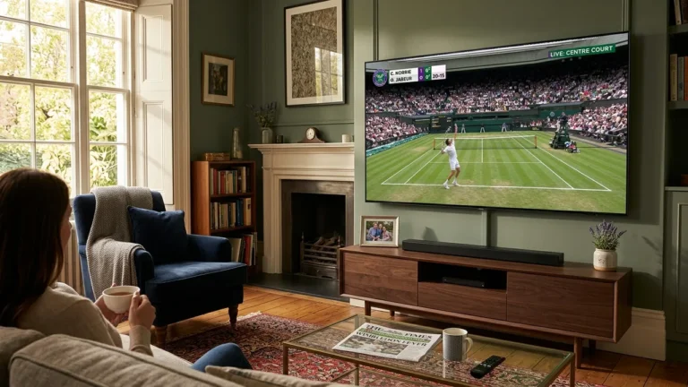 Wimbledon grass court tennis match streaming on 4K TV
